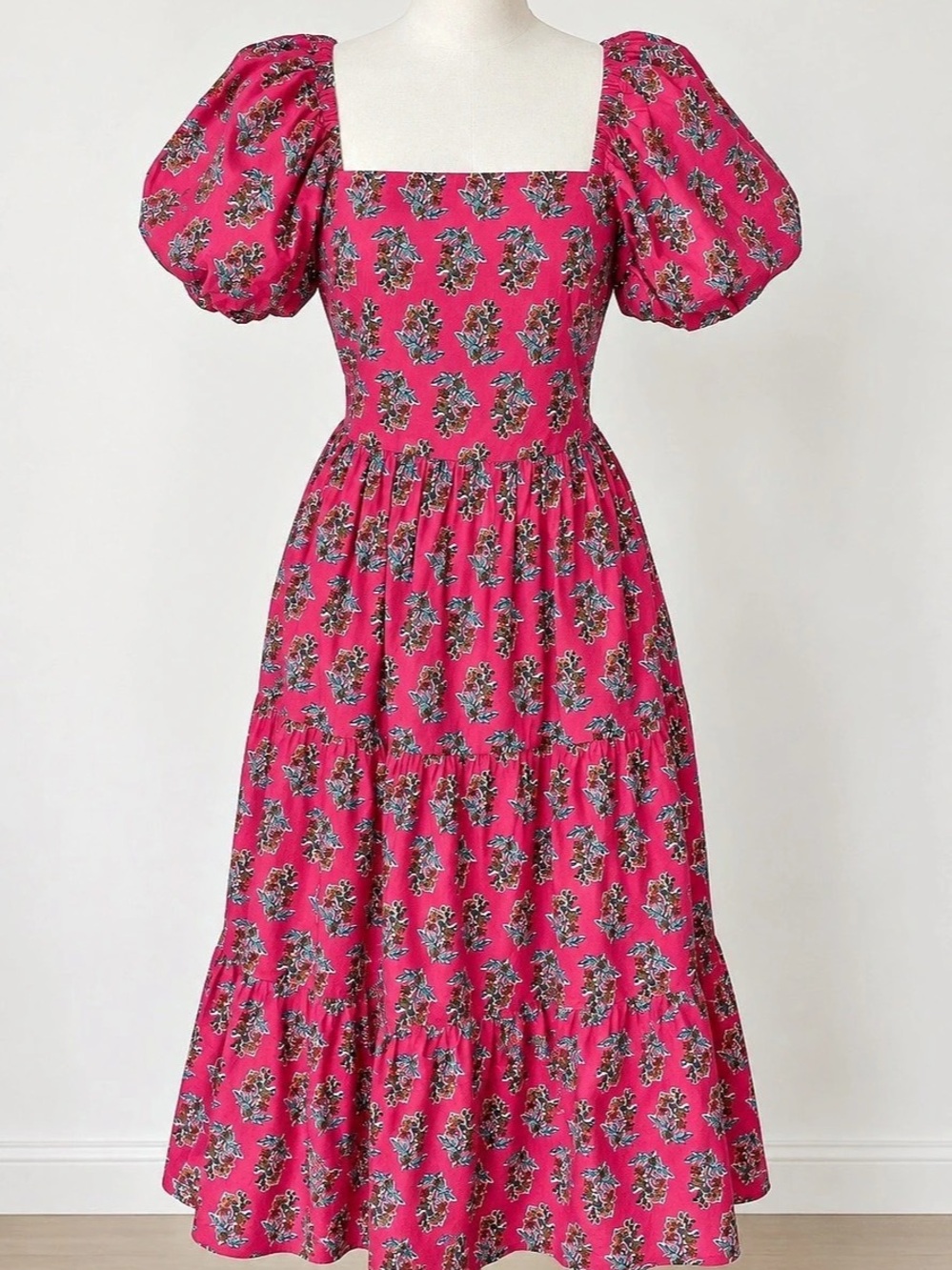 J.Crew Cotton Floral Midi Dress Pink & Blue Size 4